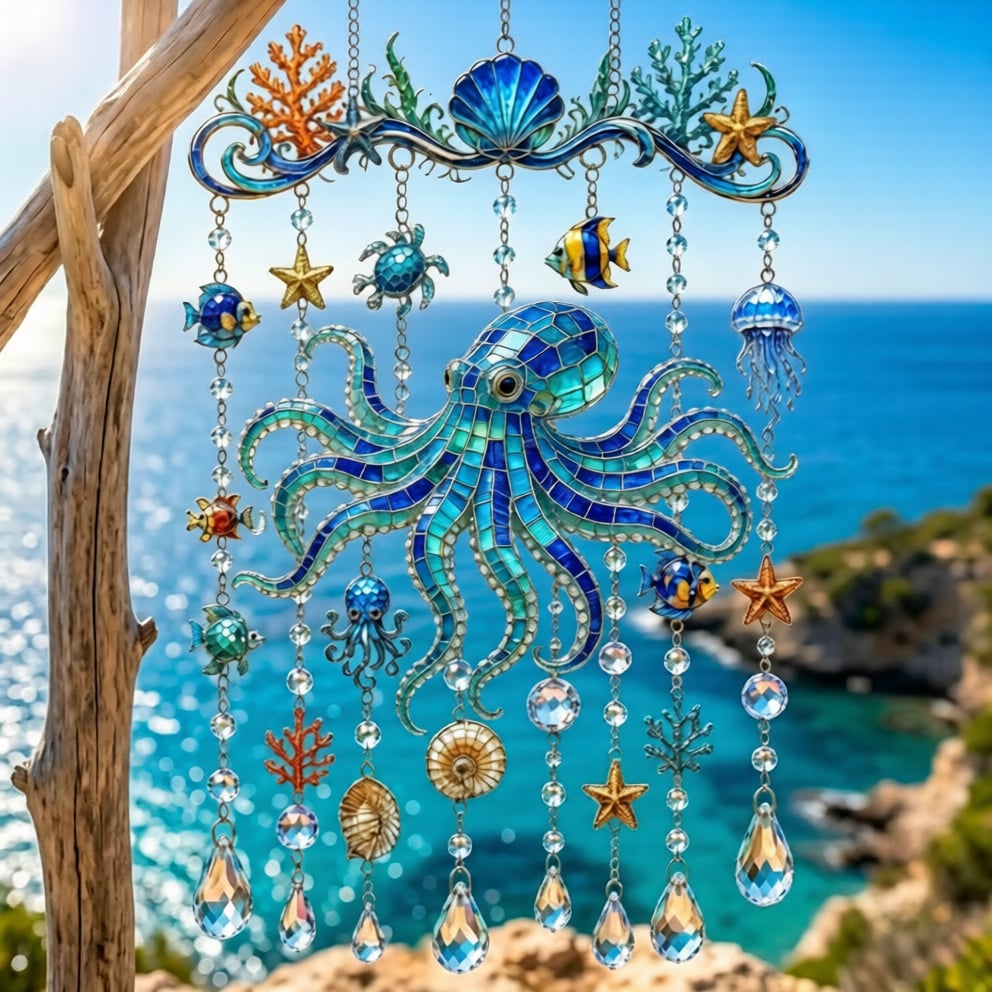 🐋 Ocean-Themed Crystal Wind Chime – Bring the Ocean Glow to Your Garden-ZZZ