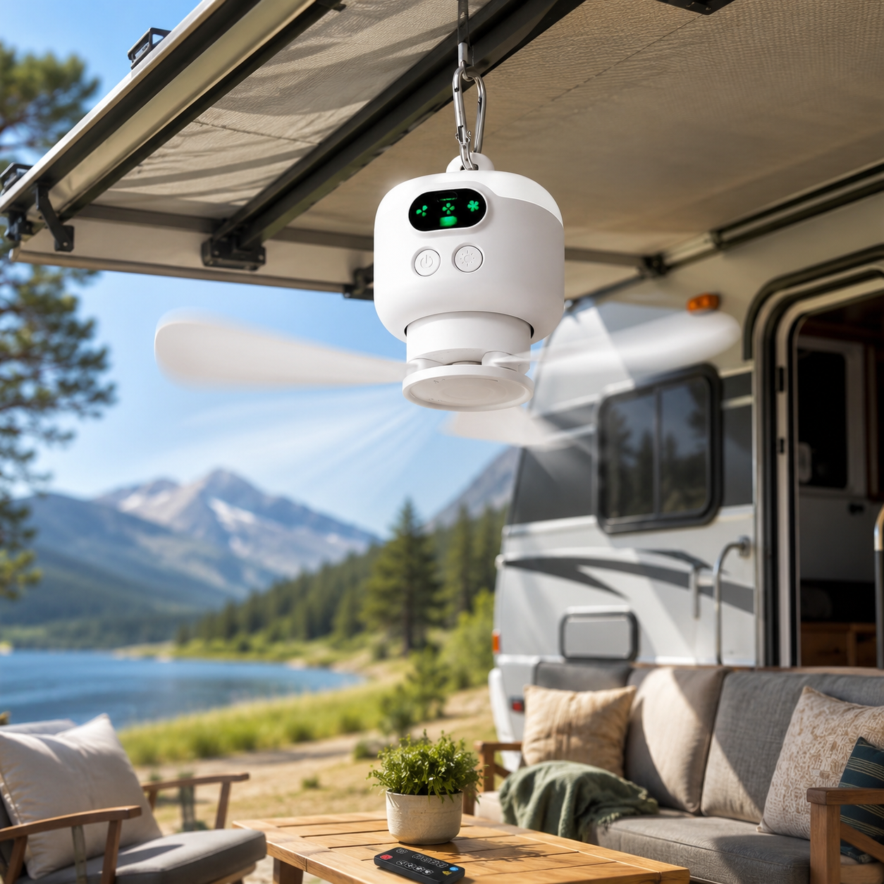 Portable Camping Fan Light – Rechargeable and hangable, suitable for outdoor use - TH