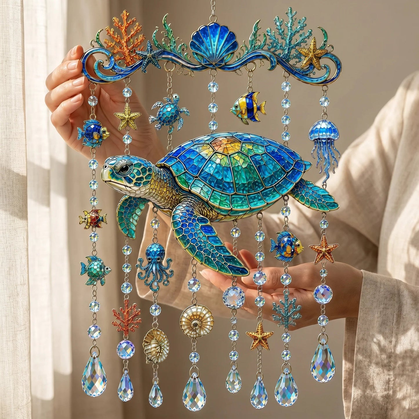 🐋 Ocean-Themed Crystal Wind Chime – Bring the Ocean Glow to Your Garden-ZZZ