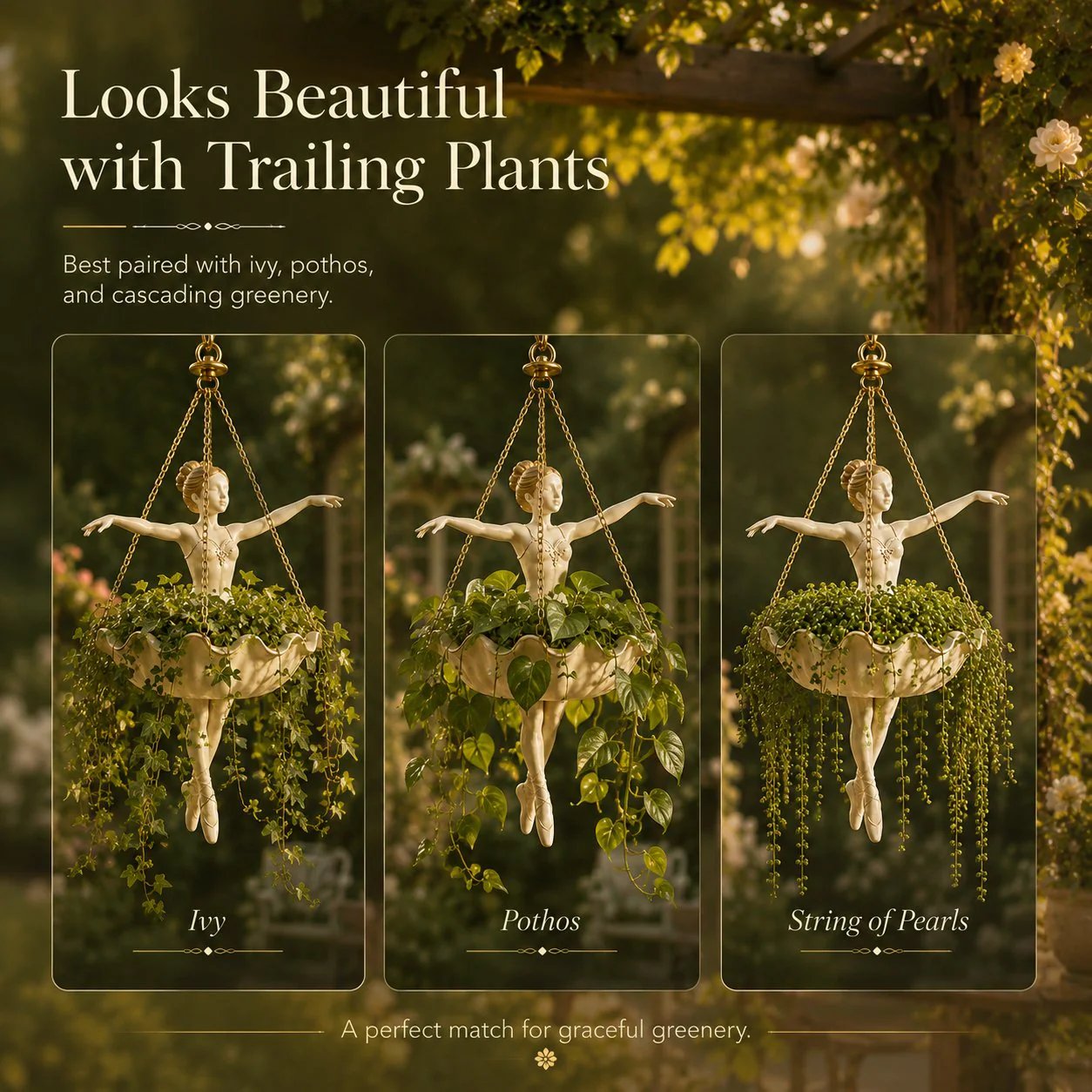 💃 Ballet Dancer Hanging Planter– 🌿Elegant Garden Decor for Porch & Patio - Huihui