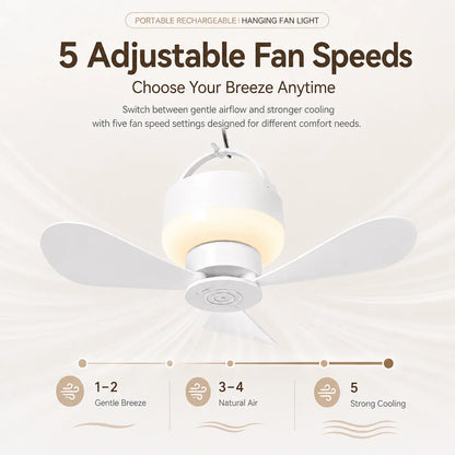 Portable Camping Fan Light – Rechargeable and hangable, suitable for outdoor use - TH