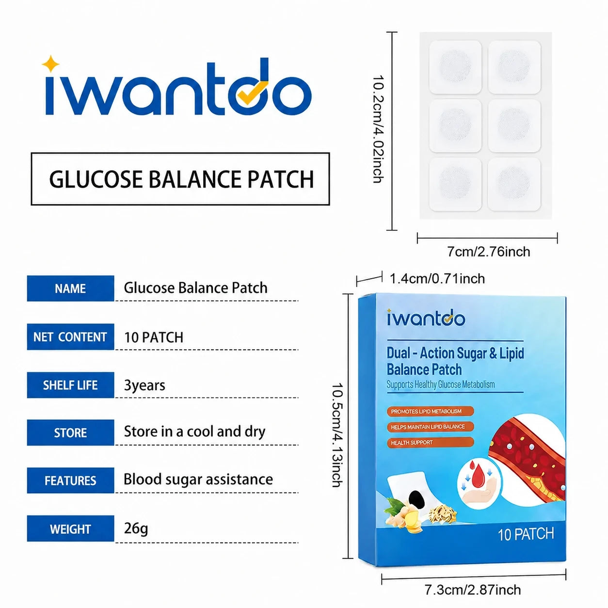 Iwantdo glucose balance patch package and product specifications