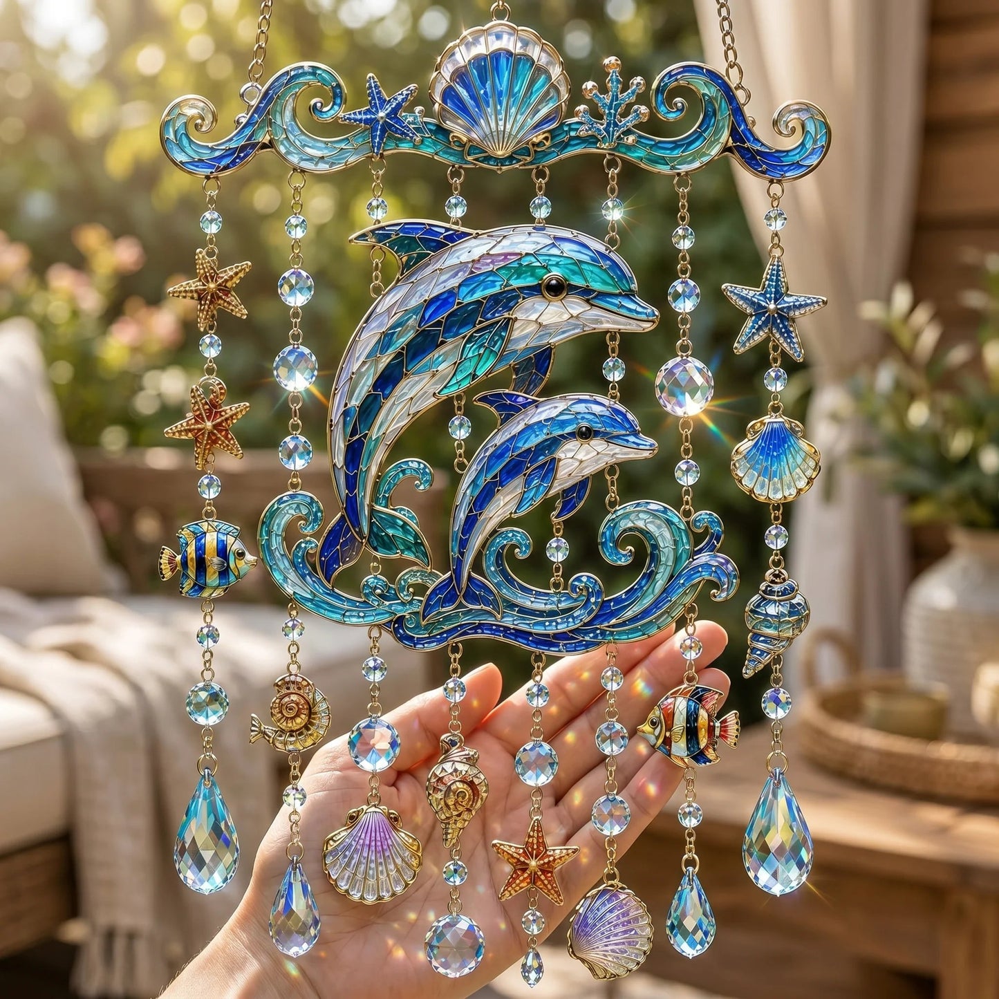 🐋 Ocean-Themed Crystal Wind Chime – Bring the Ocean Glow to Your Garden-ZZZ