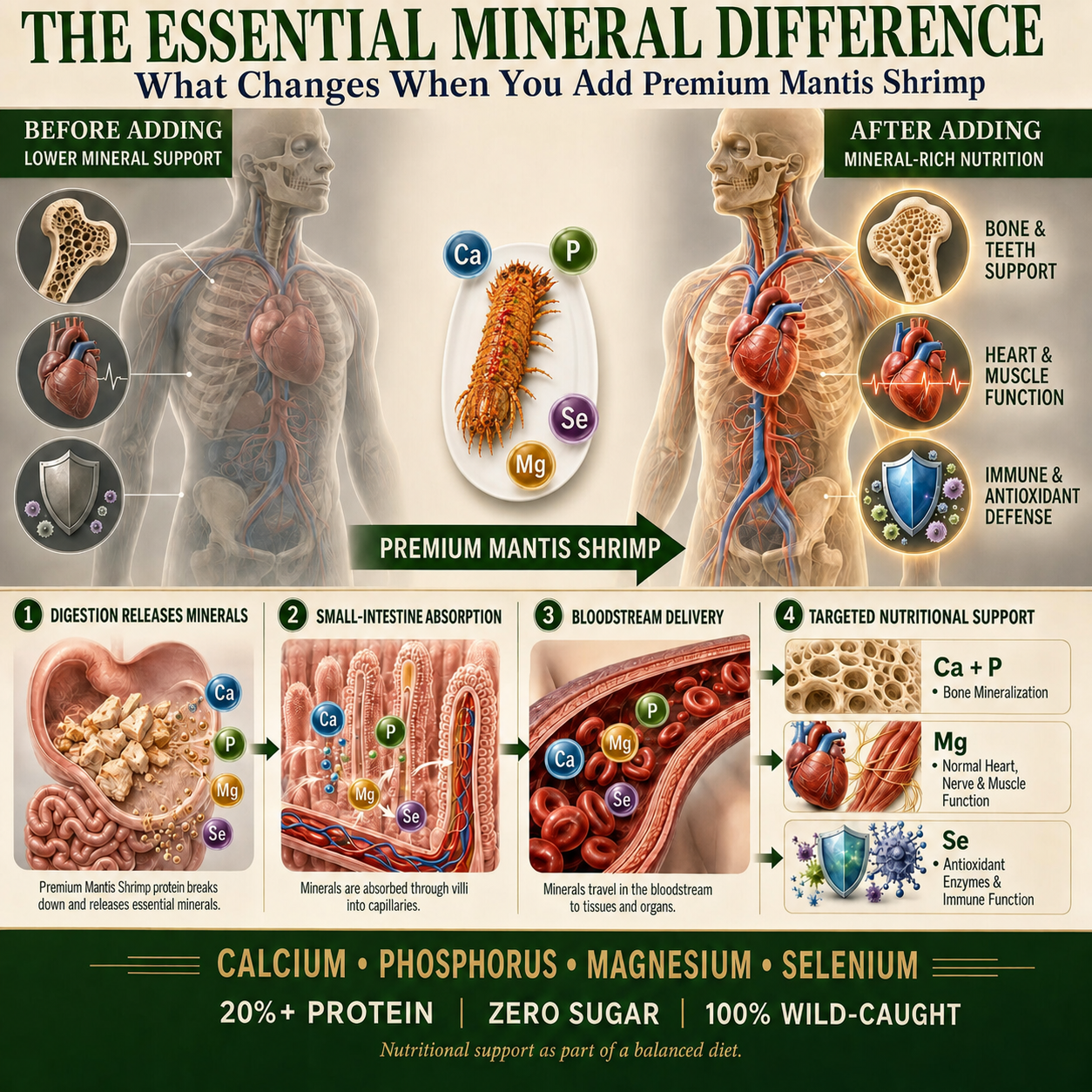 Essential minerals in Premium Mantis Shrimp