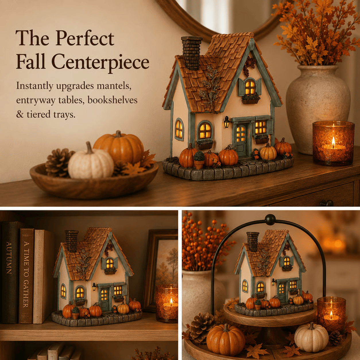 🍂Vintage Light Up Pumpkin Cottage Halloween Ornament-Huihui