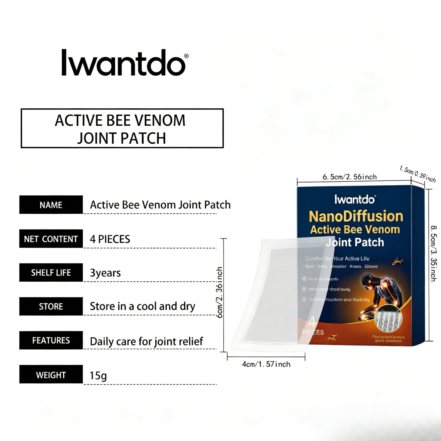 Iwantdo™ NanoDiffusion Active Bee Venom Joint Patch-Huihui