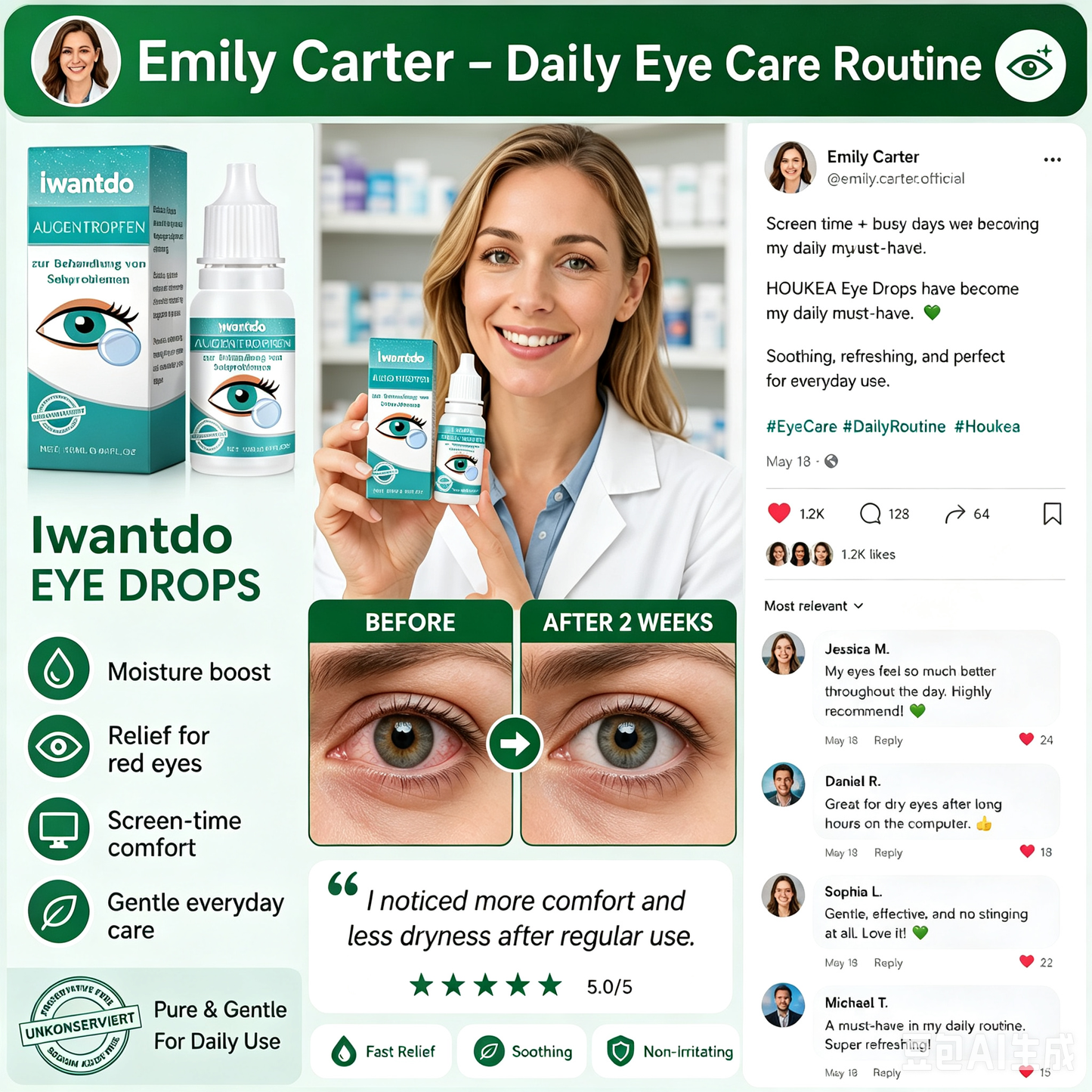Clearer VisionStarts Here -Relieve Blurry Eyes with Soothing, Nourishing Drops-Huihui