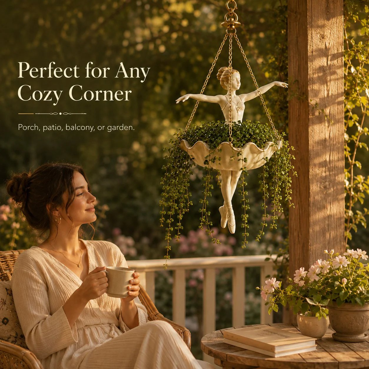 💃 Ballet Dancer Hanging Planter– 🌿Elegant Garden Decor for Porch & Patio - Huihui