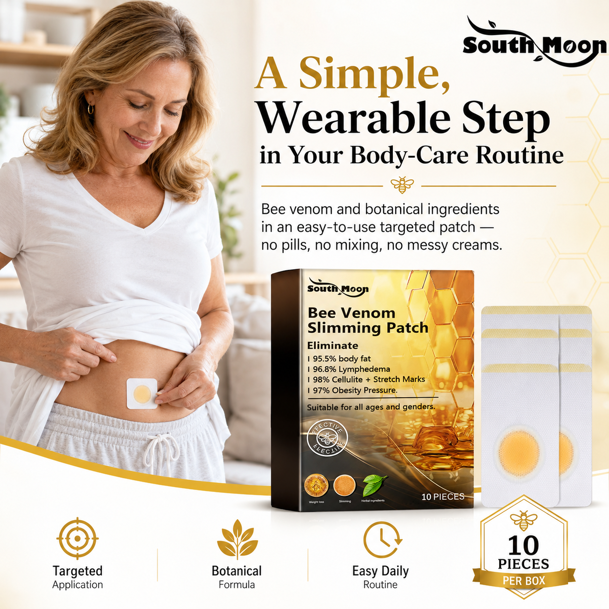Bee Venom Body Contouring Patches – Targeted Waist & Abdomen Care, 10 Pieces - CYH