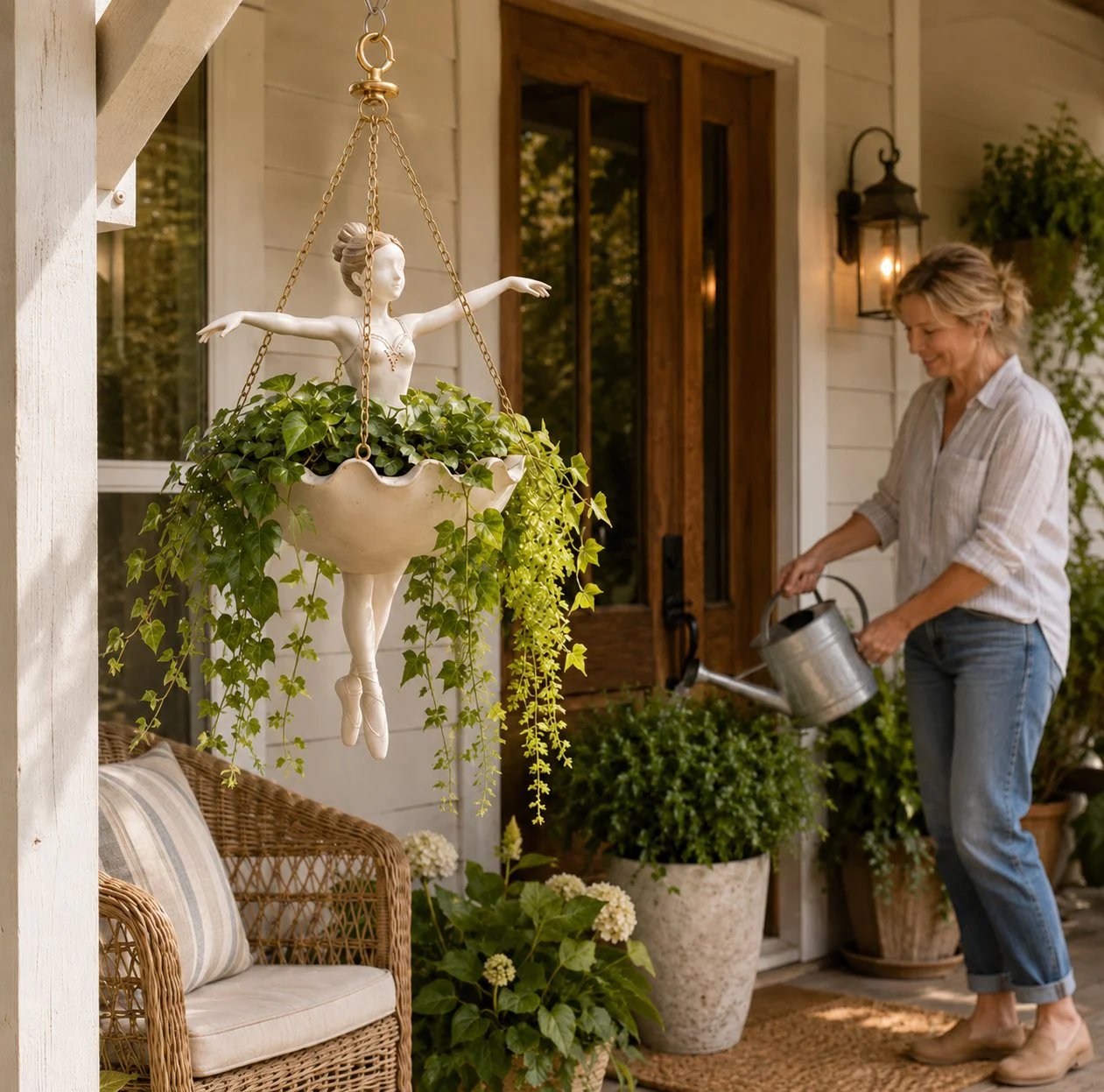 💃 Ballet Dancer Hanging Planter– 🌿Elegant Garden Decor for Porch & Patio - Huihui