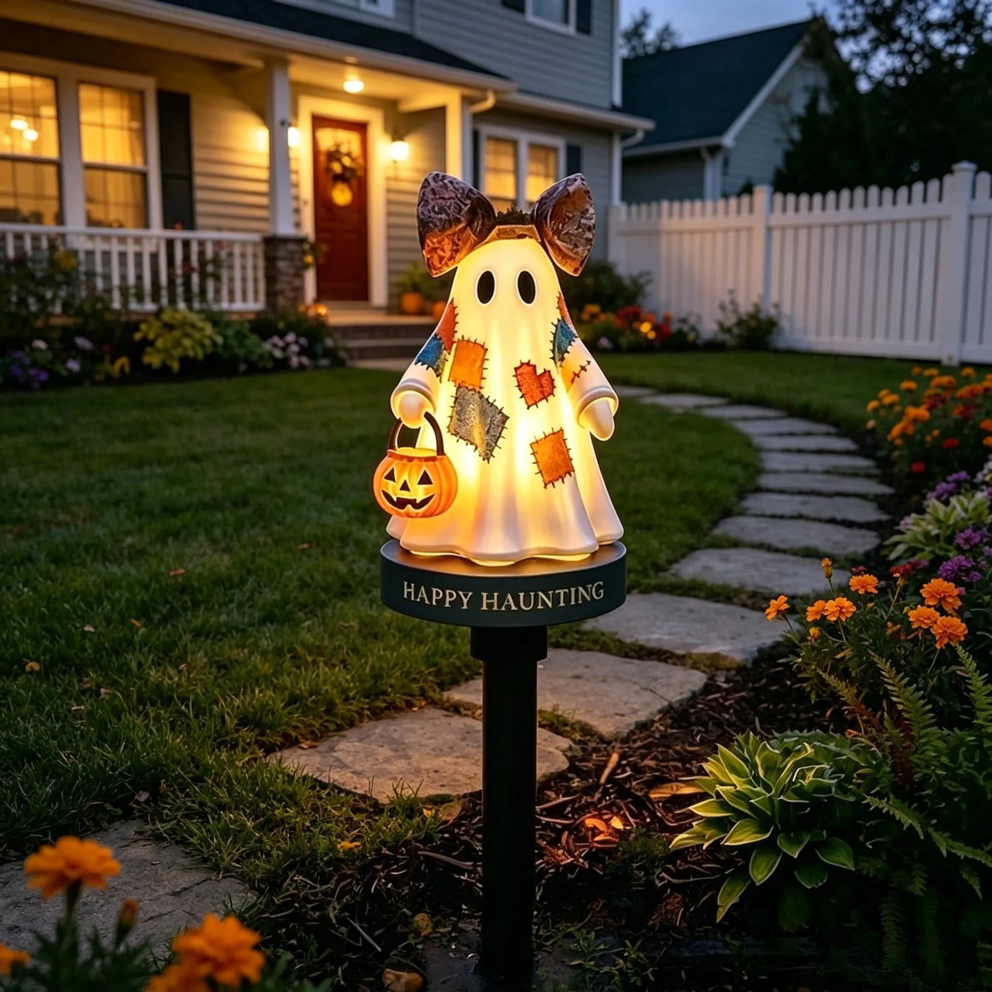 TODAY'S SPECIAL OFFER-50% OFF 🔥Lighted Vintage Patchwork Ghost Solar Garden Light - Huihui