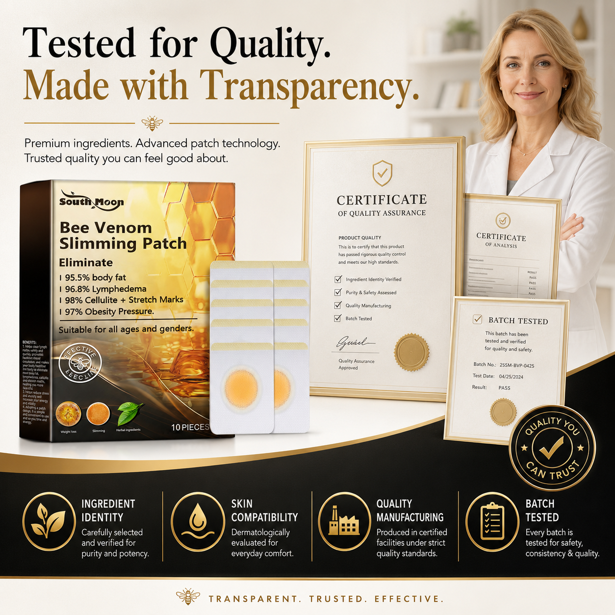 Bee Venom Body Contouring Patches – Targeted Waist & Abdomen Care, 10 Pieces - CYH