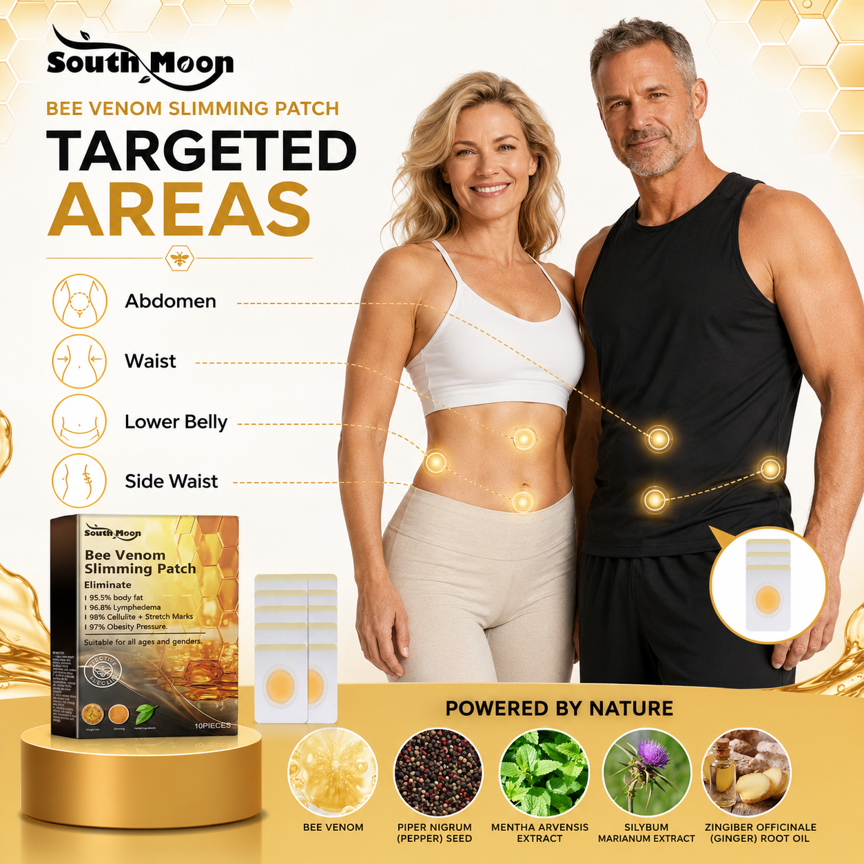 Bee Venom Body Contouring Patches – Targeted Waist & Abdomen Care, 10 Pieces - CYH