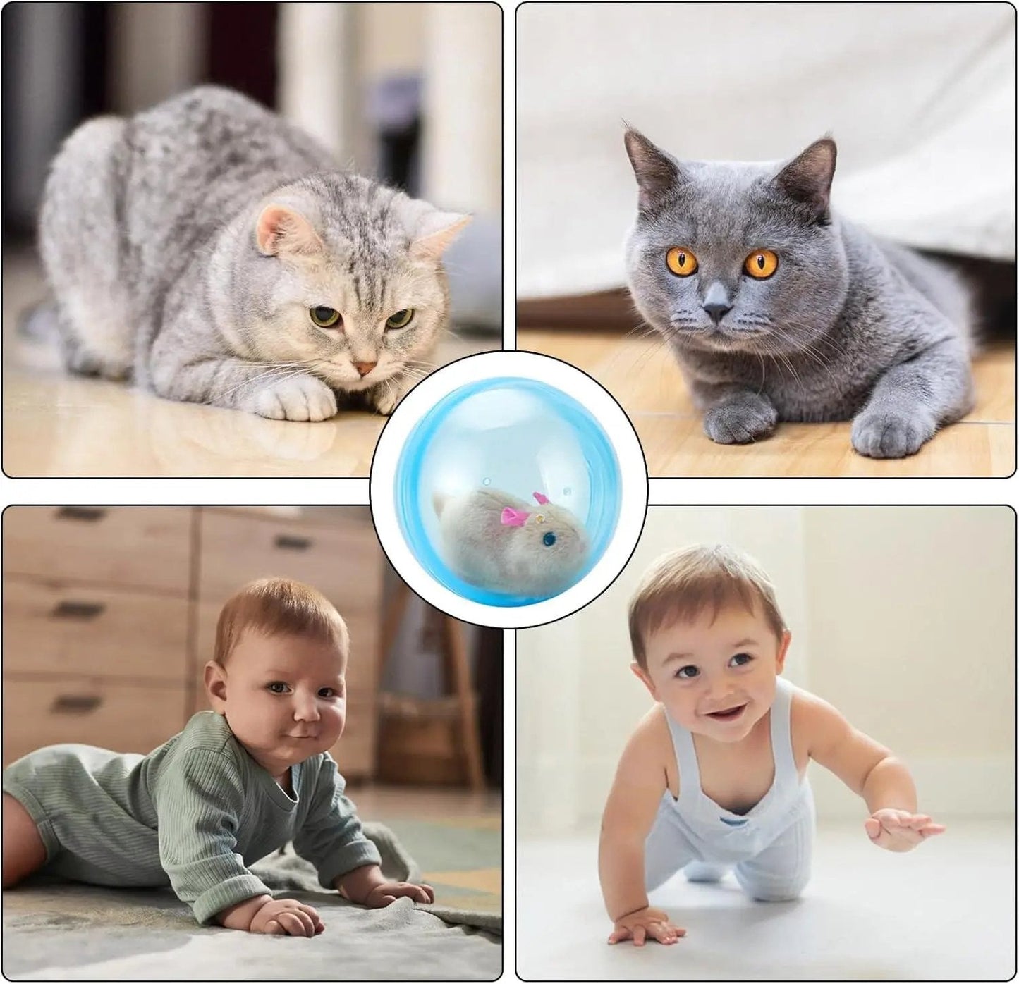 Auto-Rolling Ball with Mouse Hands-Free Play for Indoor Cats - CYH