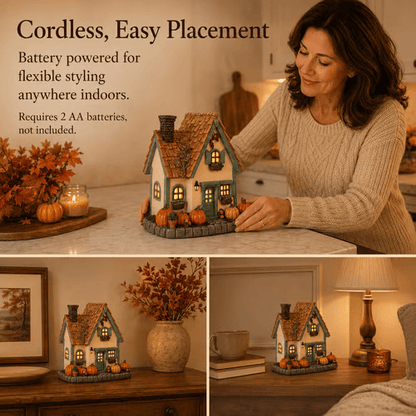 🍂Vintage Light Up Pumpkin Cottage Halloween Ornament-Huihui