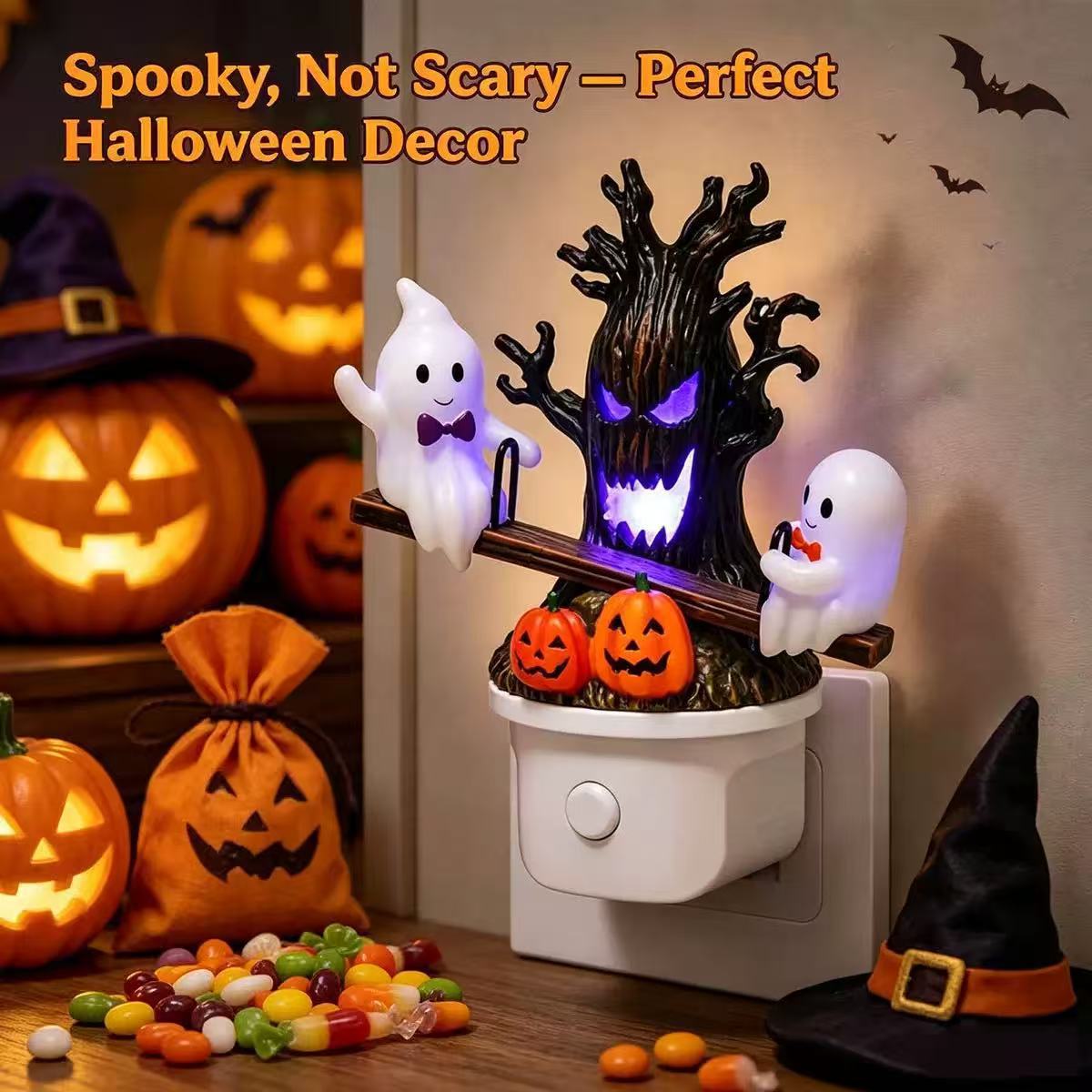 🔥HOT SALE 49% OFF🎃👻Animated Seesaw Ghost Plug In LED Night Light - TH