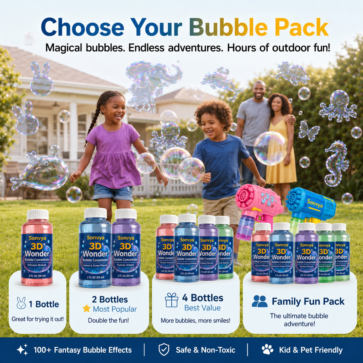 Perfect Gift for Kids | Super 3D Wonder Bubble Concentrate —— Animal & Ocean Fantasy Theme - CYH