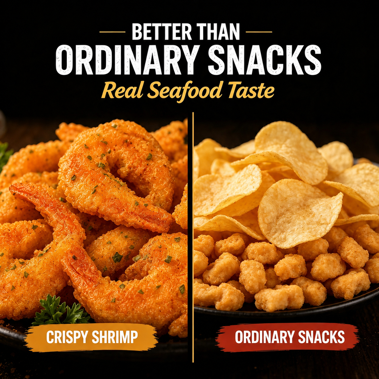 Crispy shrimp vs ordinary snack food