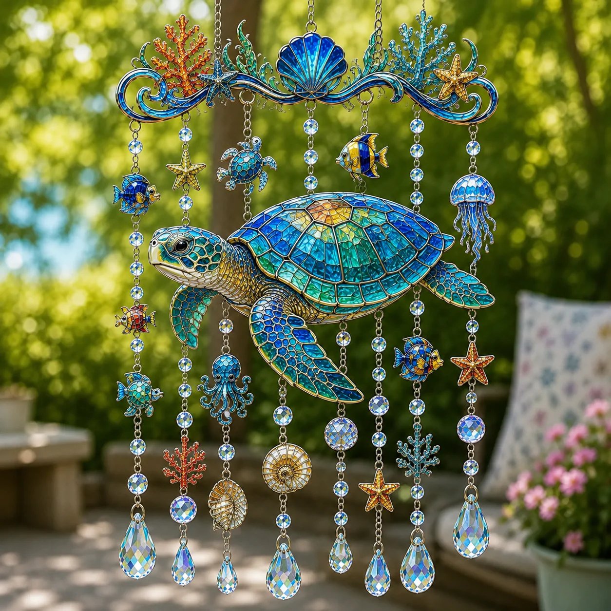 🐋 Ocean-Themed Crystal Wind Chime – Bring the Ocean Glow to Your Garden-Huihui