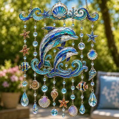 🐋 Ocean-Themed Crystal Wind Chime – Bring the Ocean Glow to Your Garden-Huihui