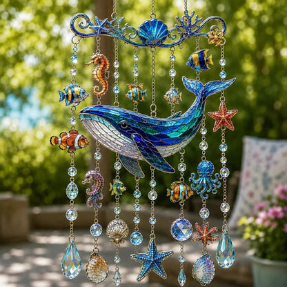 🐋 Ocean-Themed Crystal Wind Chime – Bring the Ocean Glow to Your Garden-Huihui