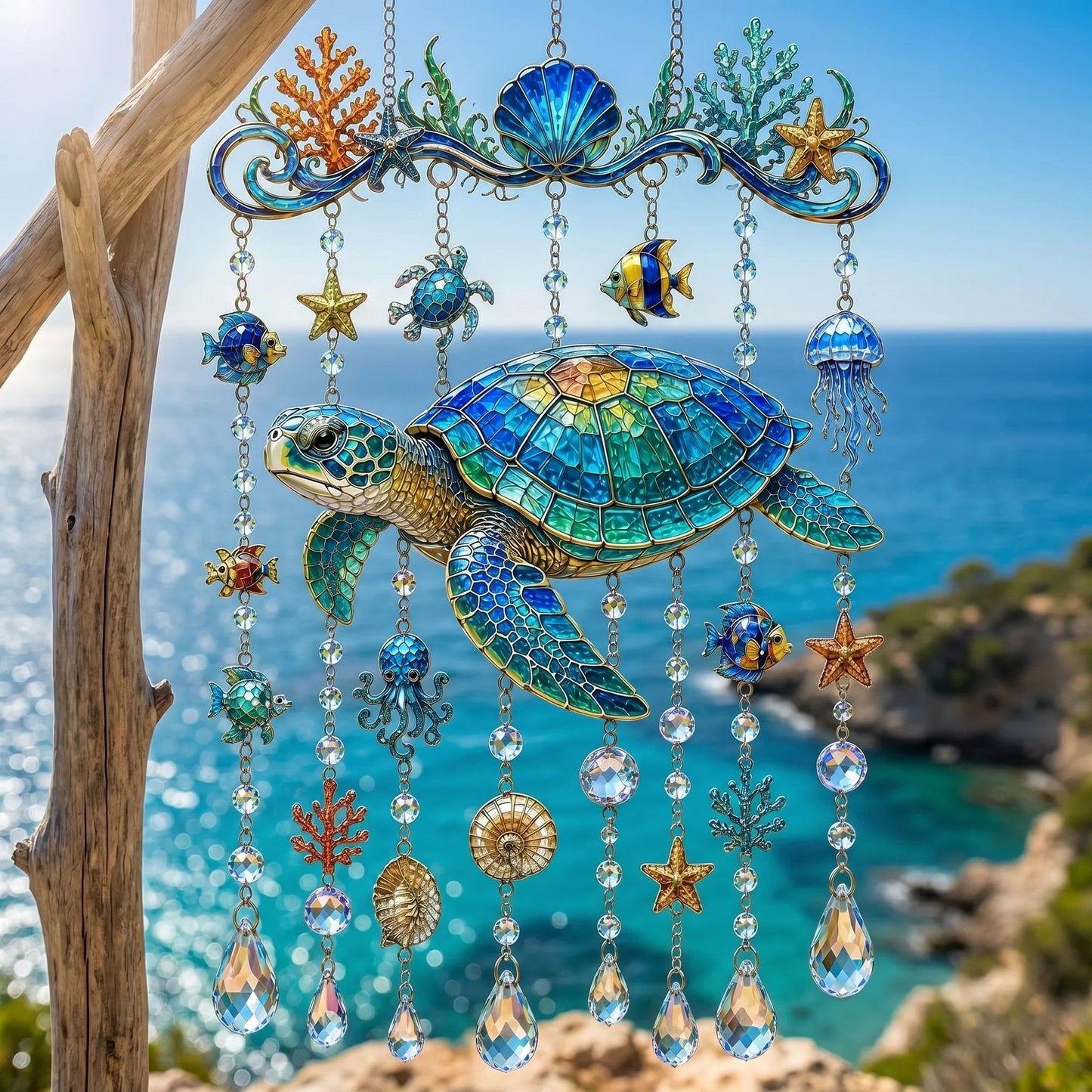 🐋 Ocean-Themed Crystal Wind Chime – Bring the Ocean Glow to Your Garden-Huihui