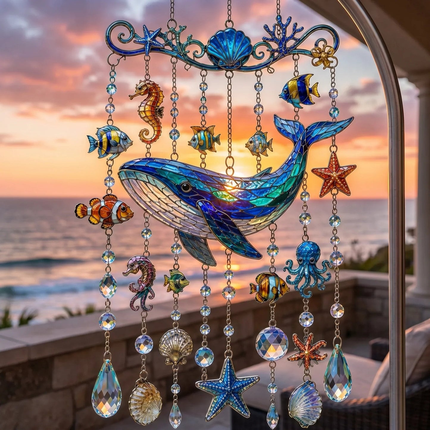 🐋 Ocean-Themed Crystal Wind Chime – Bring the Ocean Glow to Your Garden-Huihui