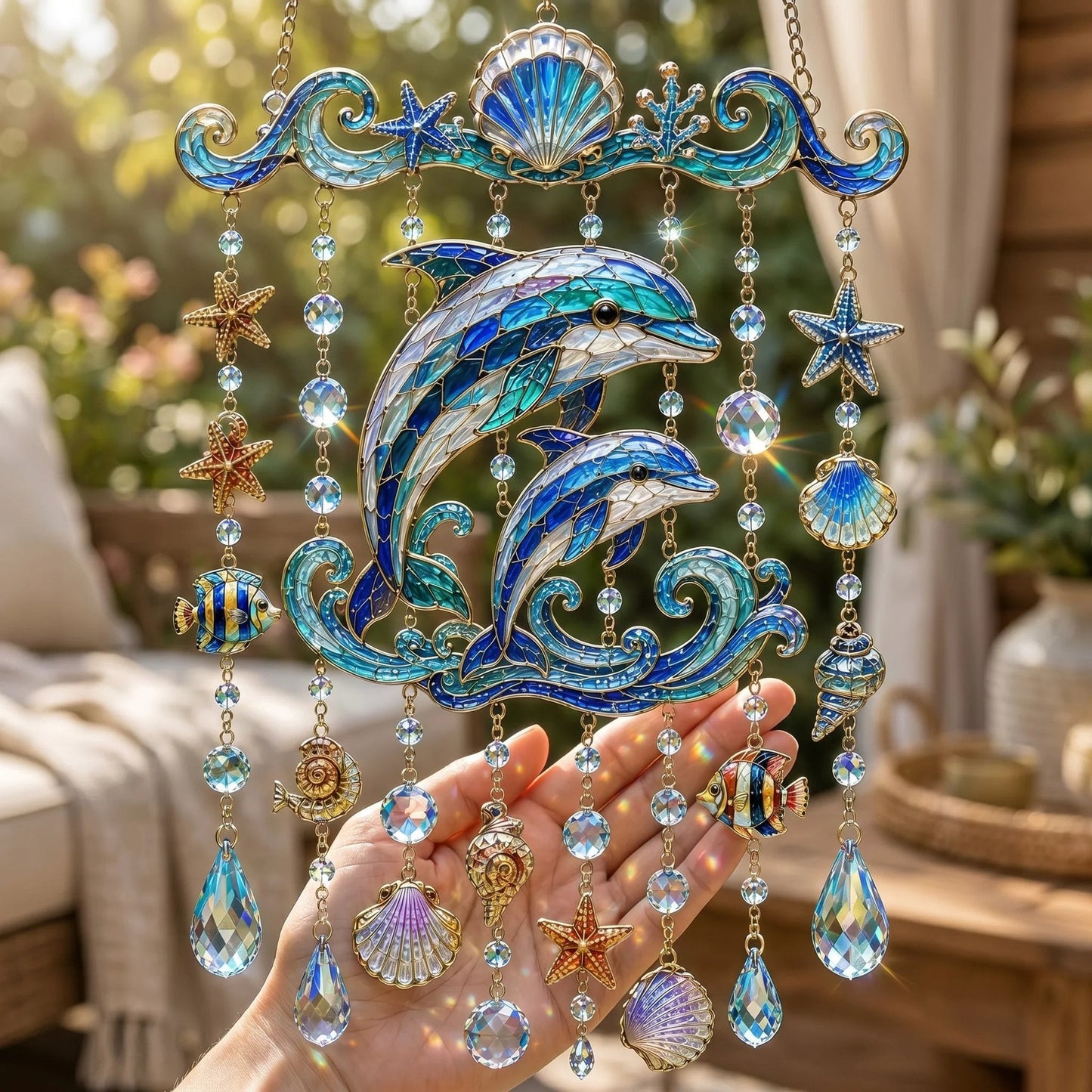 🐋 Ocean-Themed Crystal Wind Chime – Bring the Ocean Glow to Your Garden-Huihui