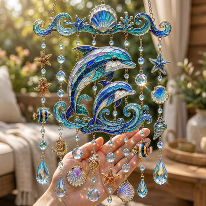 🐋 Ocean-Themed Crystal Wind Chime – Bring the Ocean Glow to Your Garden-Huihui