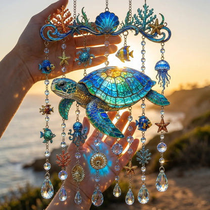 🐋 Ocean-Themed Crystal Wind Chime – Bring the Ocean Glow to Your Garden-Huihui