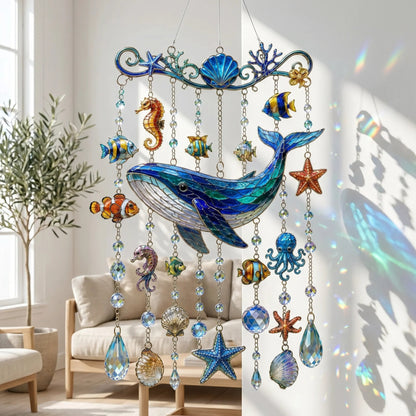 🐋 Ocean-Themed Crystal Wind Chime – Bring the Ocean Glow to Your Garden-Huihui