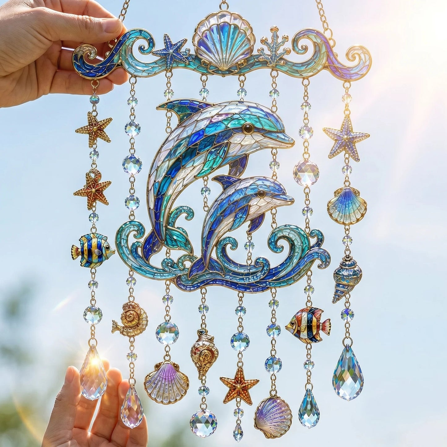 🐋 Ocean-Themed Crystal Wind Chime – Bring the Ocean Glow to Your Garden-Huihui