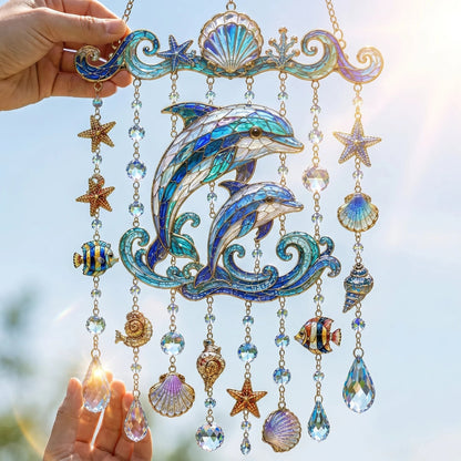 🐋 Ocean-Themed Crystal Wind Chime – Bring the Ocean Glow to Your Garden-Huihui