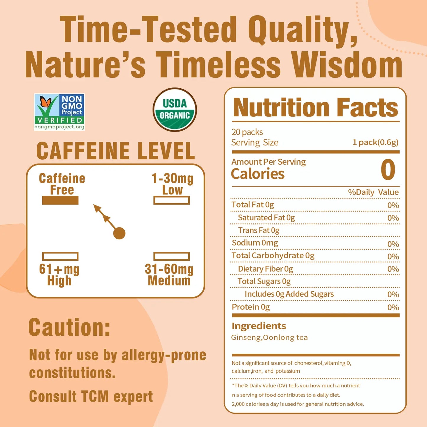 Ginseng Oolong Tea – Sugar-Free Herbal Drink Mix with 20 Pods-ZZZ