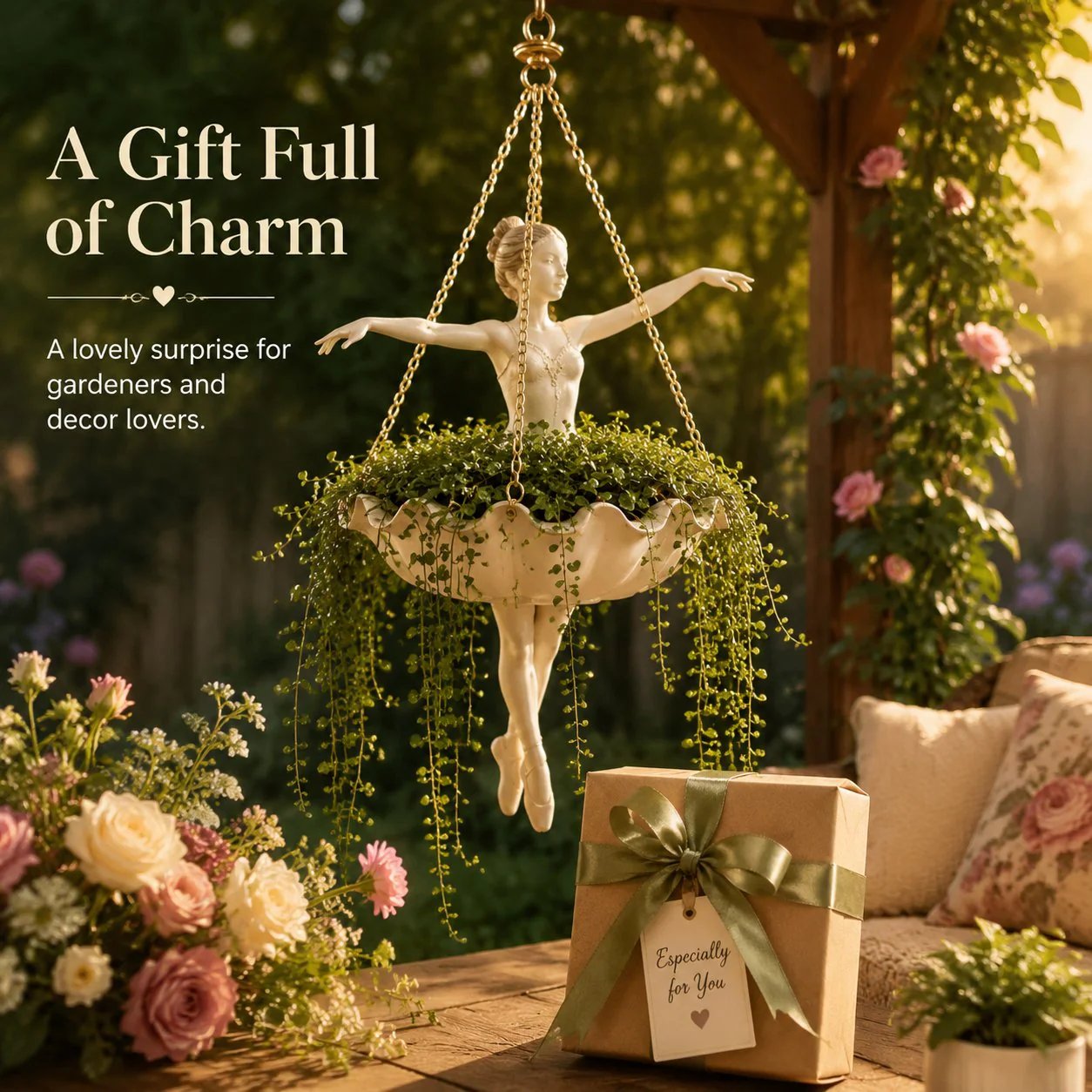 💃 Ballet Dancer Hanging Planter– 🌿Elegant Garden Decor for Porch & Patio - Huihui