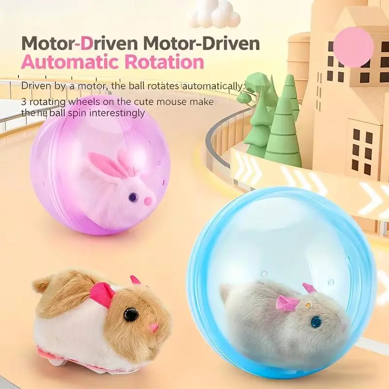 Auto-Rolling Ball with Mouse Hands-Free Play for Indoor Cats - CYH