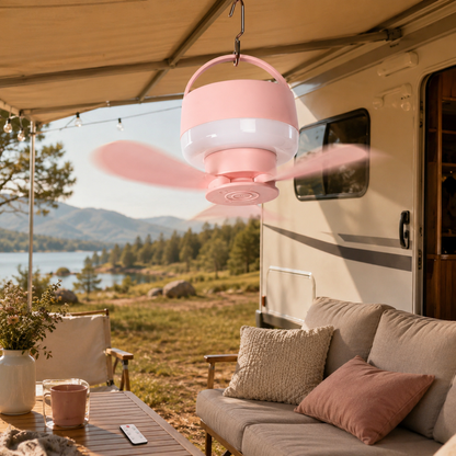 Portable Camping Fan Light – Rechargeable and hangable, suitable for outdoor use - TH