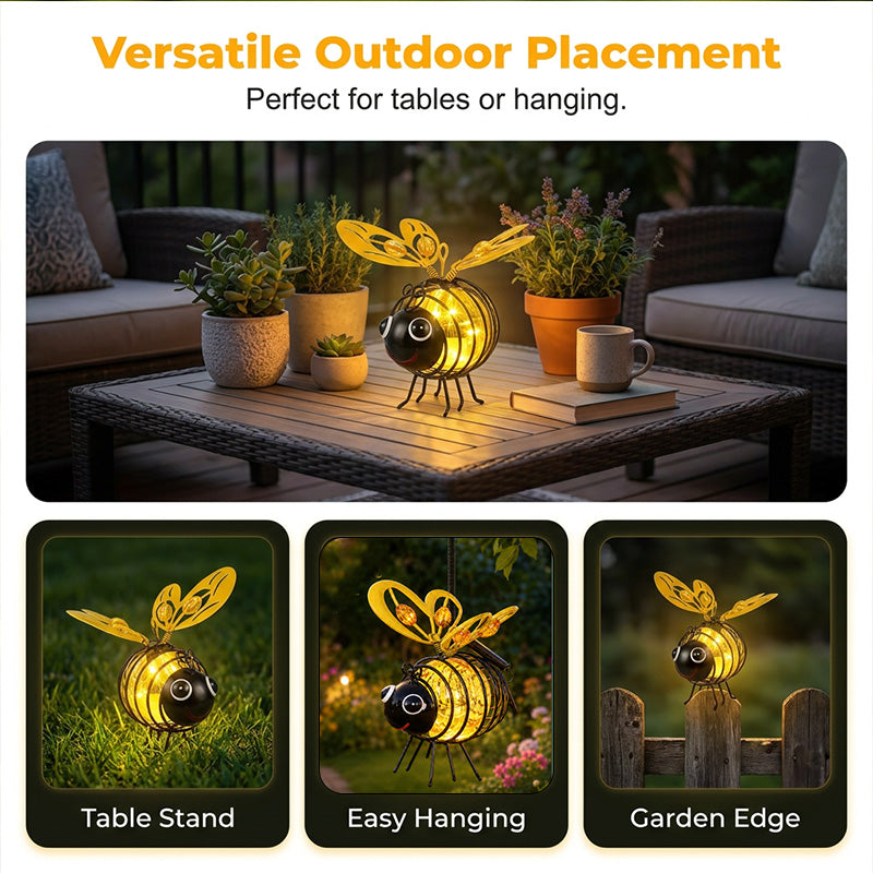 🐝Hanging Solar Bee Light – Warm Amber Glow, Flicker-Free, Perfect for Garden Parties, Camping, or Kids’ Rooms – Spread Joy Day and Night 🌞🌜- Huihui