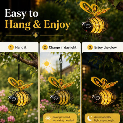 🐝Hanging Solar Bee Light – Warm Amber Glow, Flicker-Free, Perfect for Garden Parties, Camping, or Kids’ Rooms – Spread Joy Day and Night 🌞🌜- Huihui