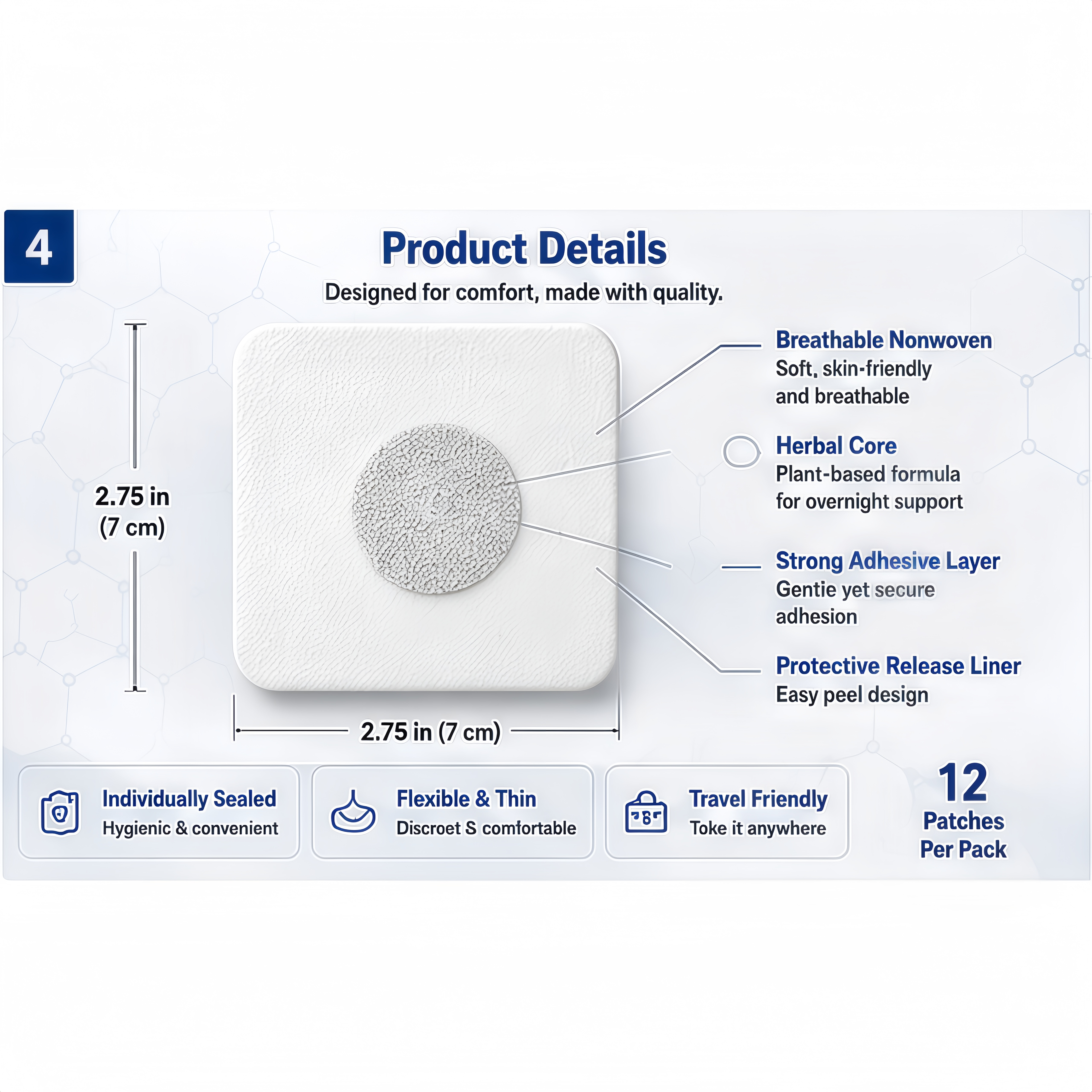Stomach Cleansing Patch materials, layers, size and product details