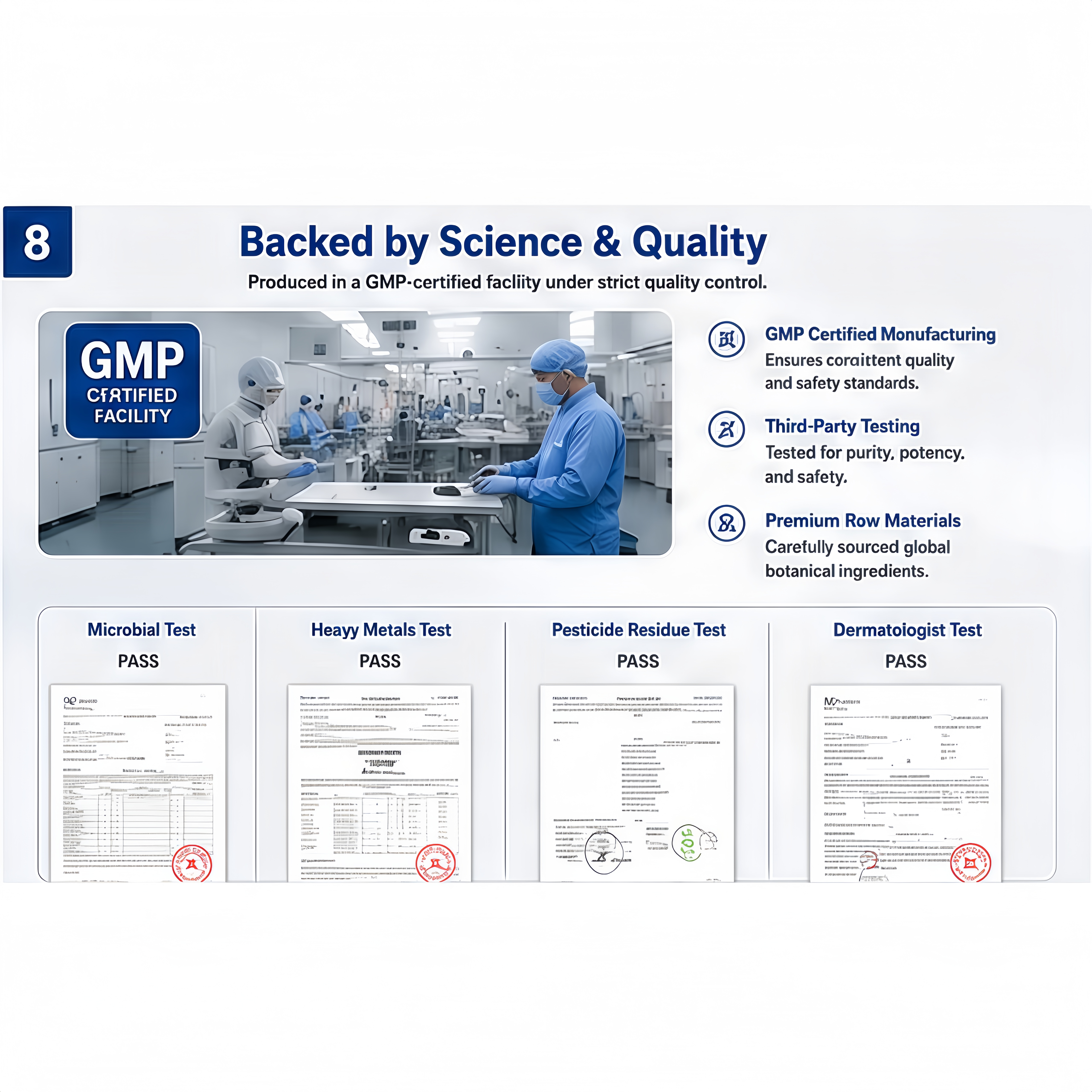 Manufacturing, quality-control and laboratory testing information